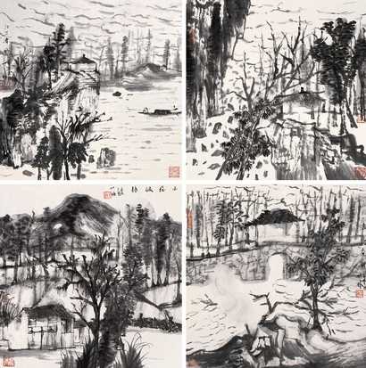何加林 山水 镜心